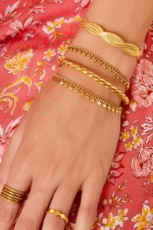 Roestvrij stalen armband Sterren bracelet Goud kleur Stainless Steel h5 Afbeelding3